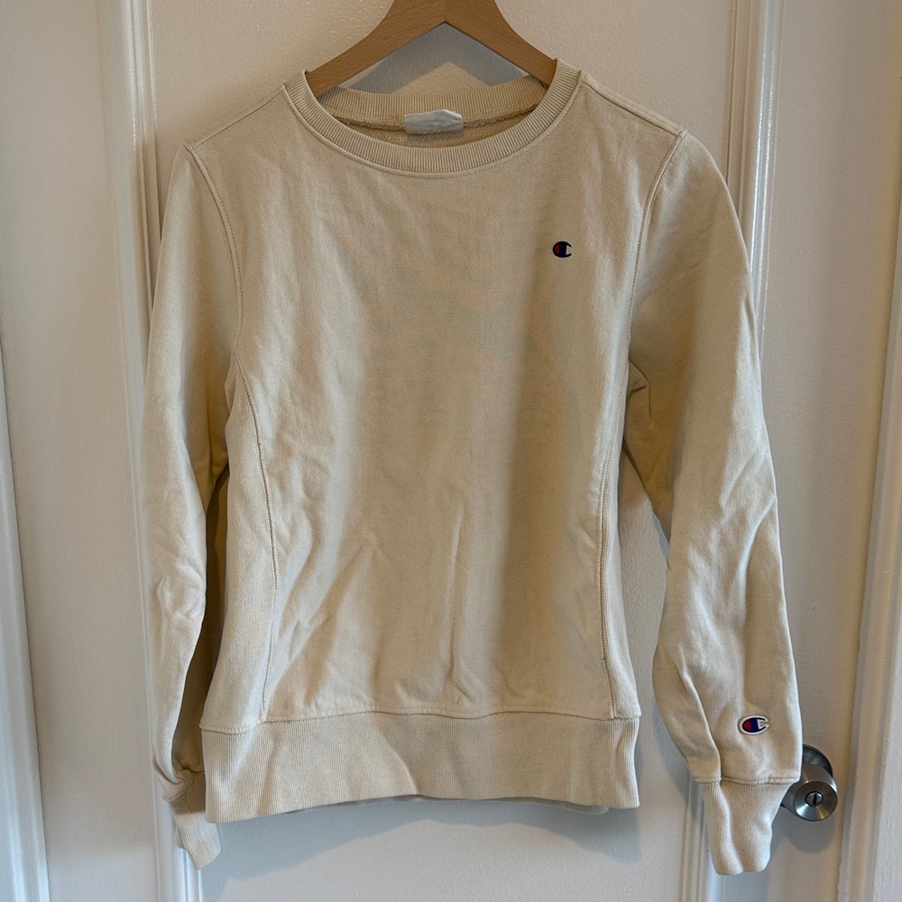 Champion Reverse Weave Cream Crewneck Pullover Sweatshirt - Women's